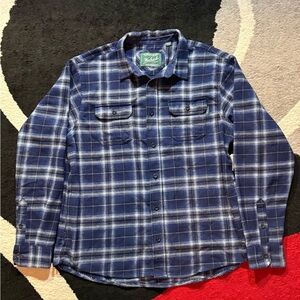 Vintage Woolrich Flannel Shirt XL Blue Plaid Long Sleeve Outdoor Workwear